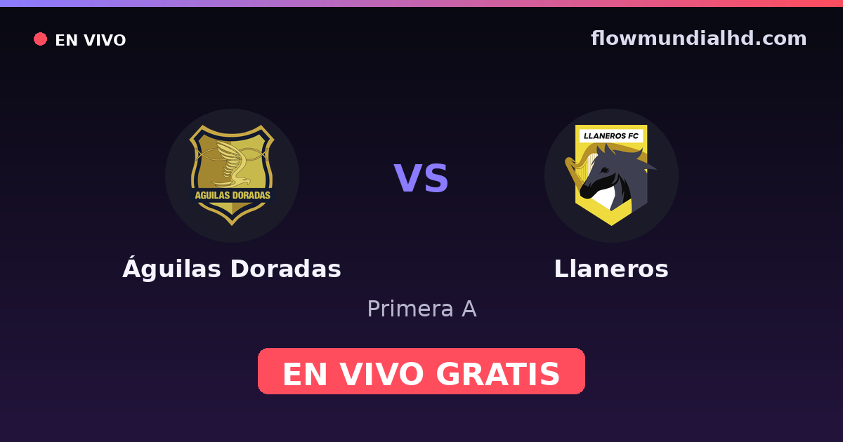 Águilas Doradas vs Llaneros — Primera A · historial y dónde ver en vivo gratis en FlowMundial HD