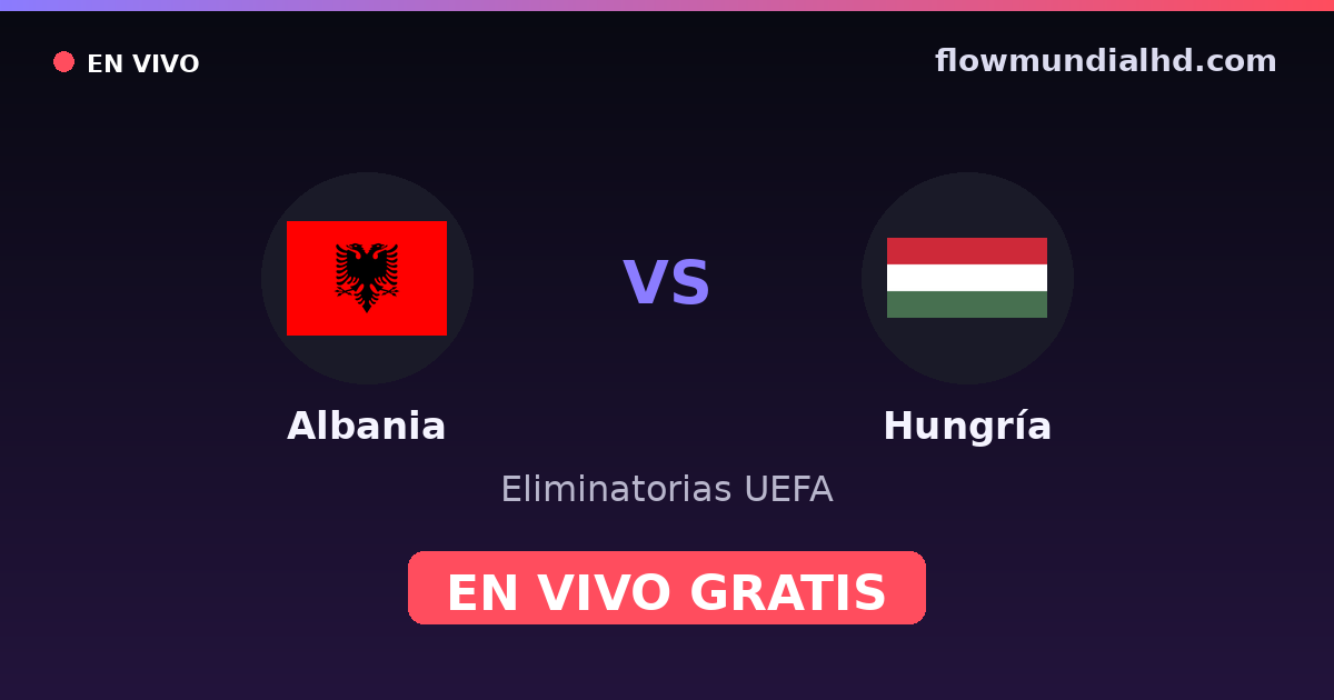 Albania vs Hungría — Eliminatorias UEFA · historial y dónde ver en vivo gratis en FlowMundial HD