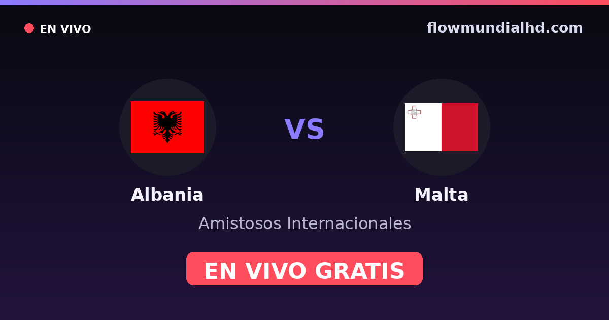 Albânia vs Malta — Amistosos Internacionais, Eliminatorias UEFA · histórico e onde assistir ao vivo grátis na FlowMundial HD