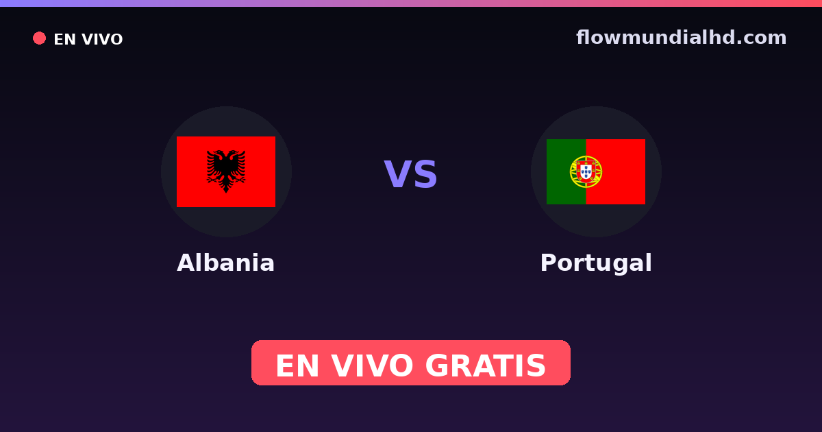 Albania vs Portugal — Clasificacion Eurocopa, Eliminatorias UEFA · historial y dónde ver en vivo gratis en FlowMundial HD