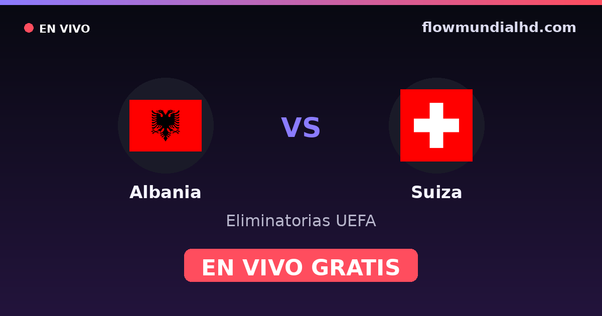 Albania vs Suiza — Eliminatorias UEFA, Eurocopa · historial y dónde ver en vivo gratis en FlowMundial HD
