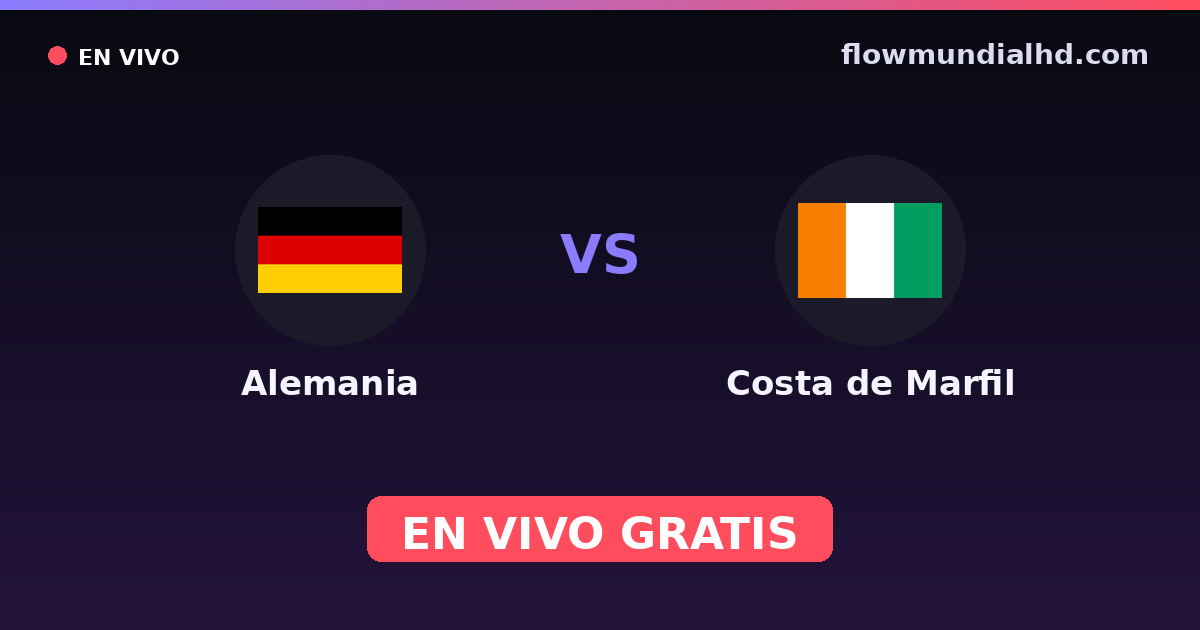 Alemania vs Costa de Marfil — Mundial · historial y dónde ver en vivo gratis en FlowMundial HD