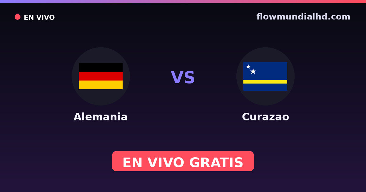 Alemania vs Curazao — Mundial · historial y dónde ver en vivo gratis en FlowMundial HD