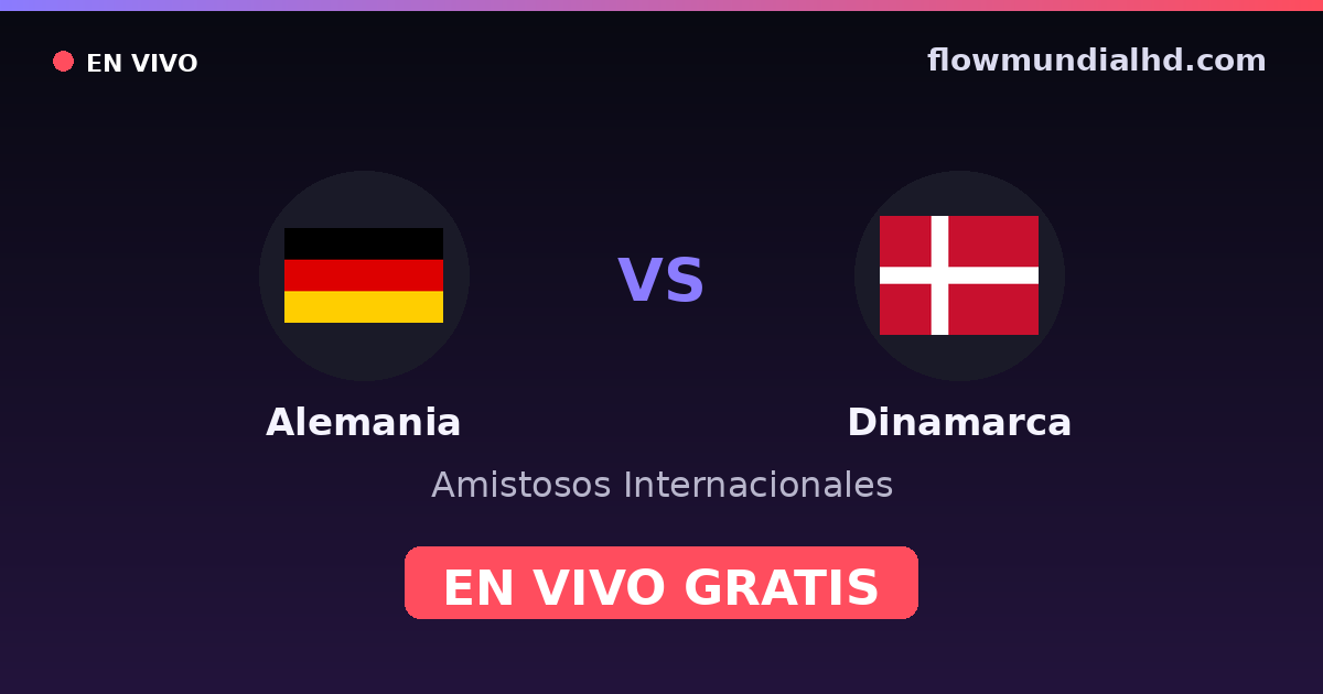 Alemania vs Dinamarca — Amistosos Internacionales, Eurocopa · historial y dónde ver en vivo gratis en FlowMundial HD
