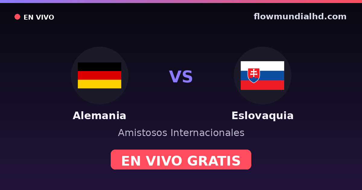 Alemania vs Eslovaquia — Amistosos Internacionales, Eliminatorias UEFA · historial y dónde ver en vivo gratis en FlowMundial HD