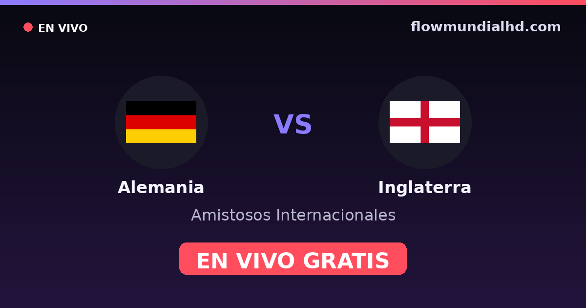 Alemanha vs Inglaterra — Amistosos Internacionais, Eurocopa · histórico e onde assistir ao vivo grátis na FlowMundial HD