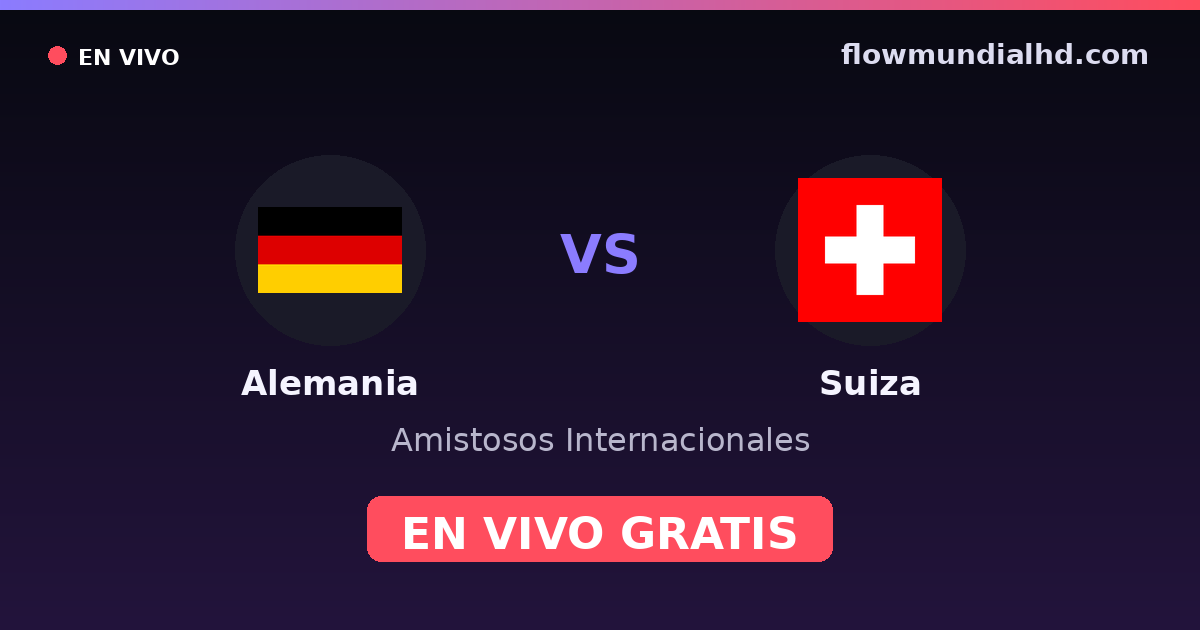Alemania vs Suiza — Amistosos Internacionales, Eurocopa · historial y dónde ver en vivo gratis en FlowMundial HD