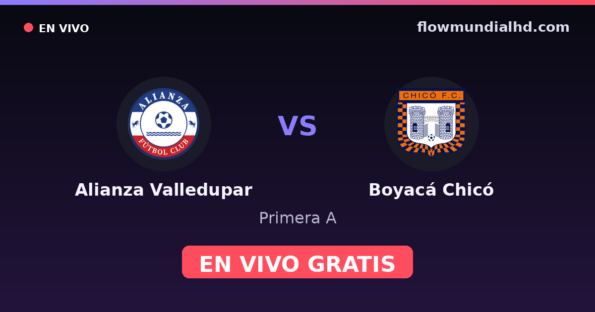 Alianza Valledupar vs Boyacá Chicó — Primera A · historial y dónde ver en vivo gratis en FlowMundial HD