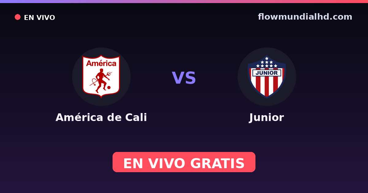 América de Cali vs Junior — Copa Colombia, Copa Sudamericana · historial y dónde ver en vivo gratis en FlowMundial HD