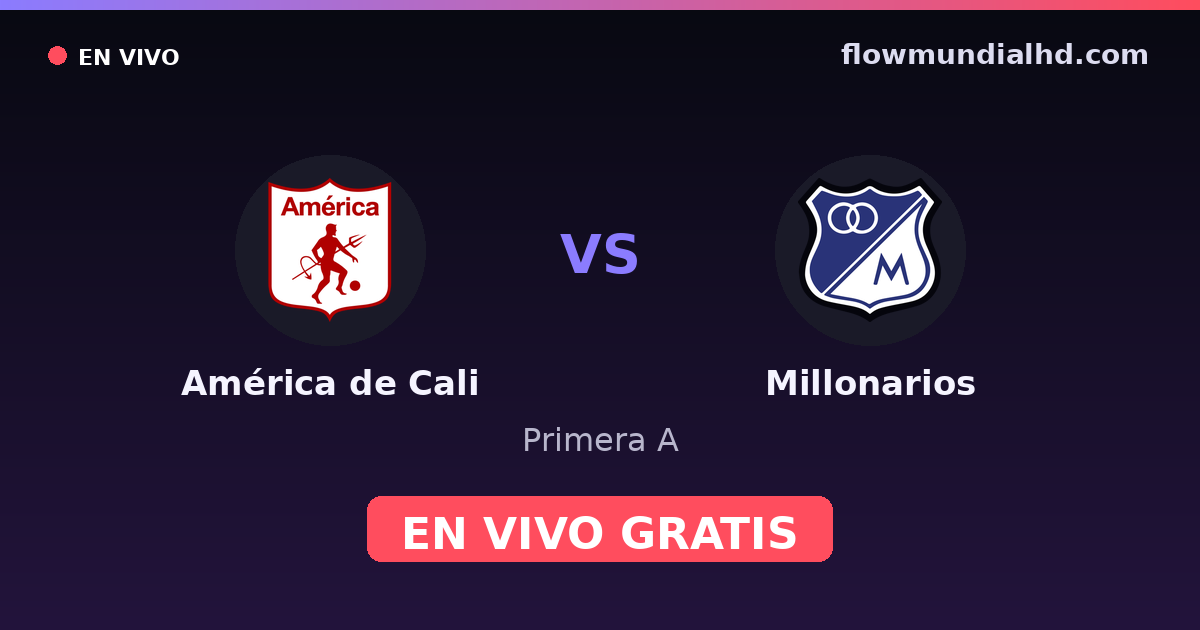 América de Cali vs Millonarios — Primera A · historial y dónde ver en vivo gratis en FlowMundial HD