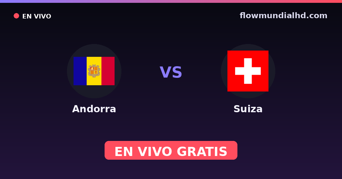 Andorra vs Suiza — Clasificacion Eurocopa, Eliminatorias UEFA · historial y dónde ver en vivo gratis en FlowMundial HD