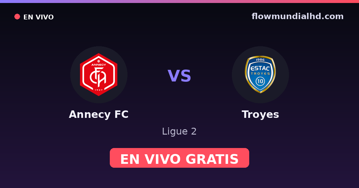 Annecy FC vs Troyes — Ligue 2 · historial y dónde ver en vivo gratis en FlowMundial HD