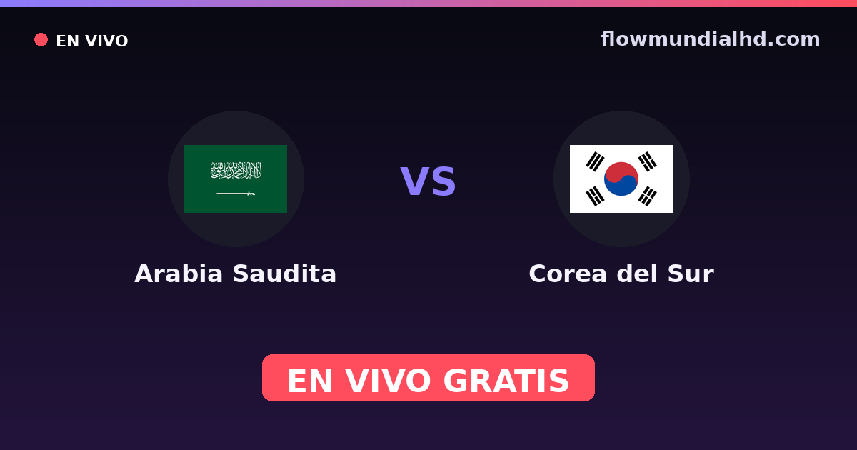 Arabia Saudita vs Corea del Sur — Copa Asiatica, Amistosos Internacionales · historial y dónde ver en vivo gratis en FlowMundial HD