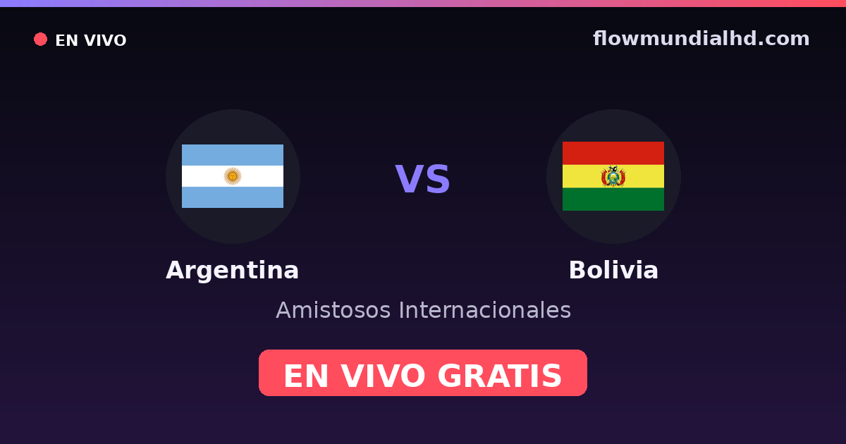 Argentina vs Bolivia — Amistosos Internacionales, Copa América · historial y dónde ver en vivo gratis en FlowMundial HD