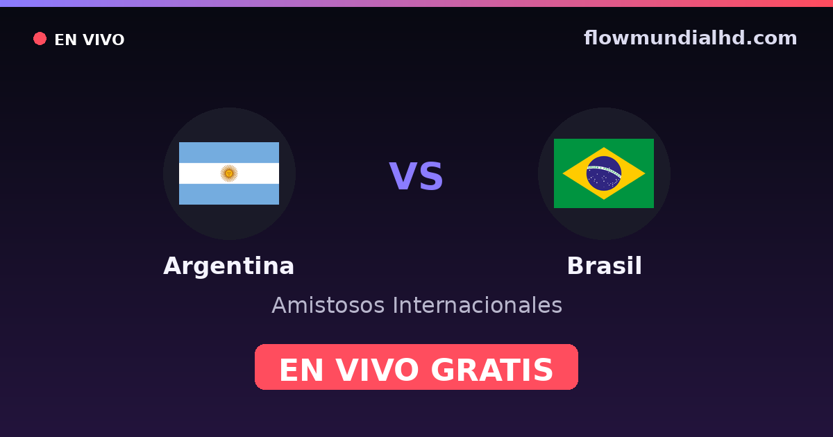 Argentina vs Brasil — Amistosos Internacionales, Copa América · historial y dónde ver en vivo gratis en FlowMundial HD