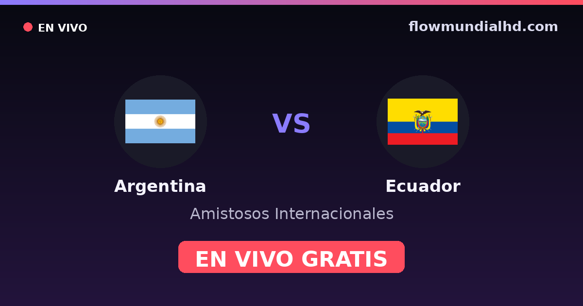 Argentina vs Ecuador — Amistosos Internacionales, Copa América · historial y dónde ver en vivo gratis en FlowMundial HD