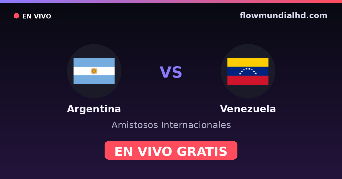 Argentina vs Venezuela — Amistosos Internacionais, Copa América · histórico e onde assistir ao vivo grátis na FlowMundial HD