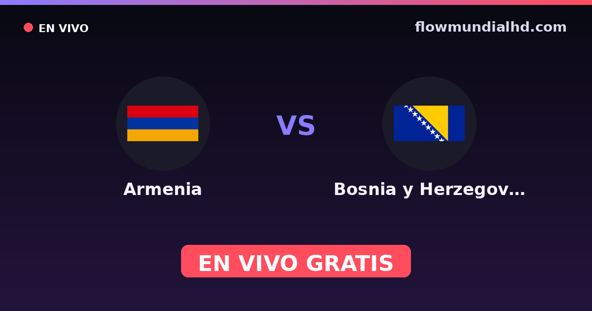 Arménie vs Bosnie-Herzégovine — Qualifications Euro, Qualifications UEFA · historique et où regarder en direct gratuitement sur FlowMundial HD