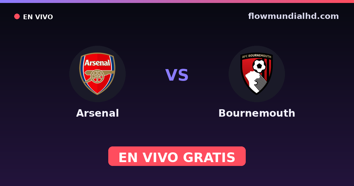Arsenal vs Bournemouth — Amistosos de clubes, Premier League · historial y dónde ver en vivo gratis en FlowMundial HD
