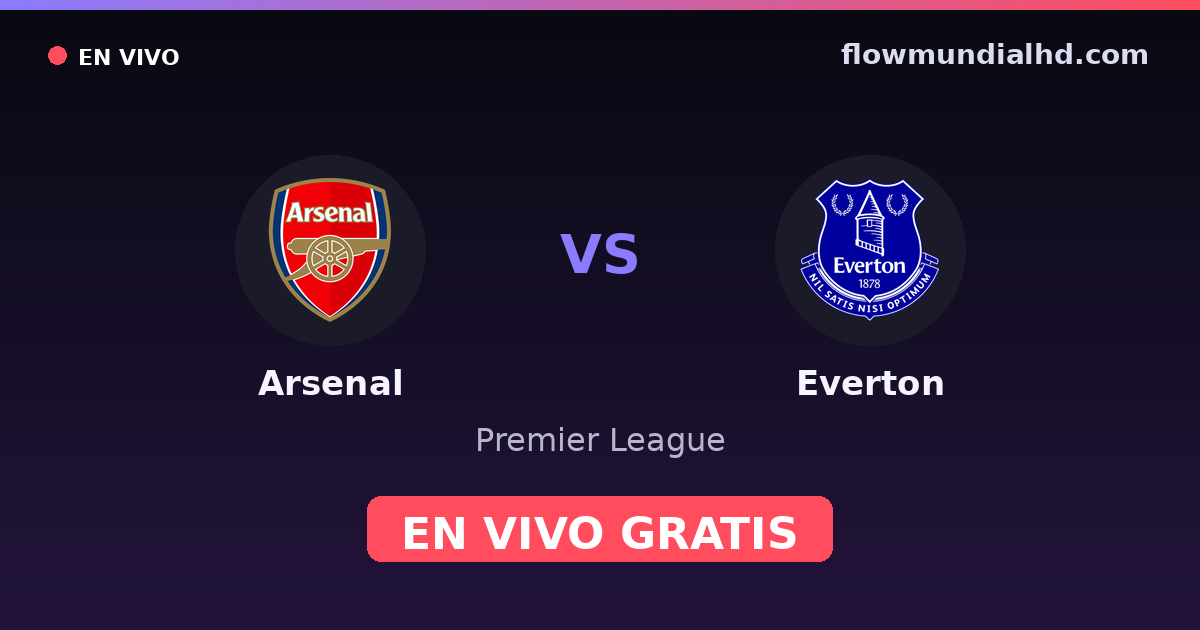 Arsenal vs Everton — Premier League · head-to-head and where to watch live free on FlowMundial HD