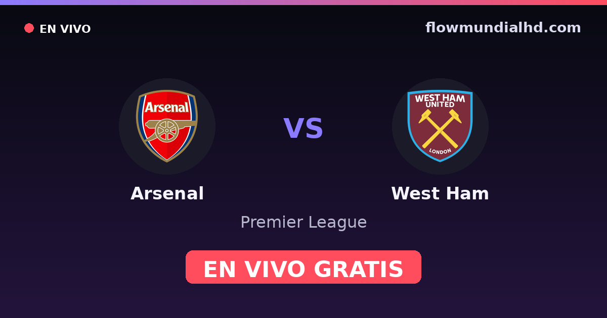 Arsenal vs West Ham — Premier League · head-to-head and where to watch live free on FlowMundial HD