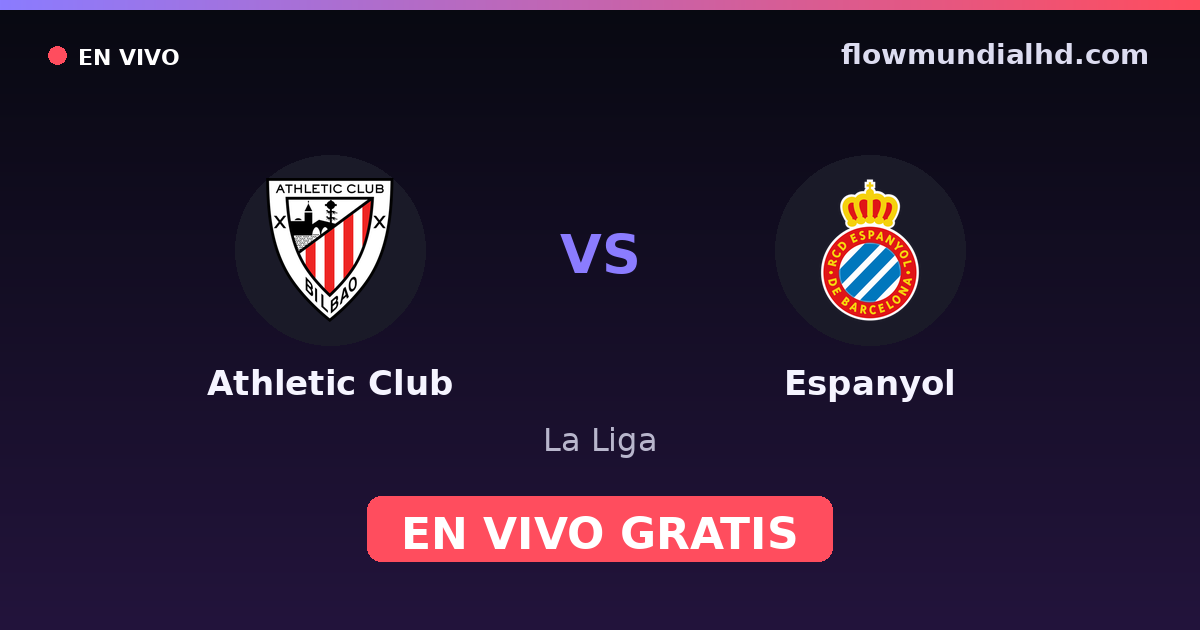 Athletic Club vs Espanyol — La Liga · historial y dónde ver en vivo gratis en FlowMundial HD