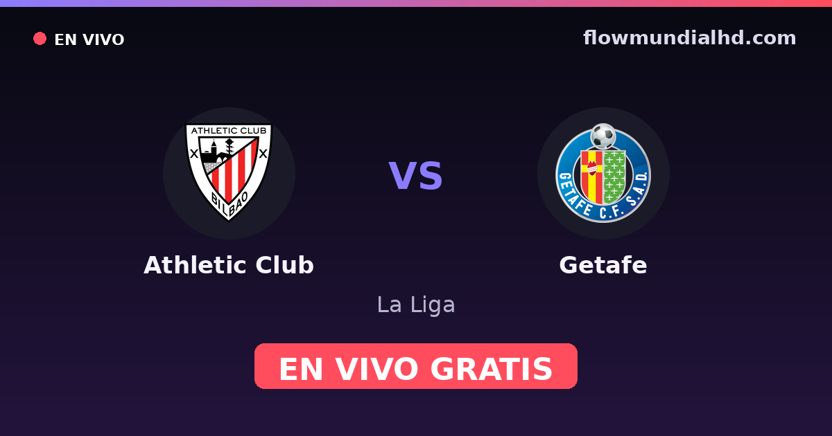 Athletic Club vs Getafe — La Liga · historial y dónde ver en vivo gratis en FlowMundial HD