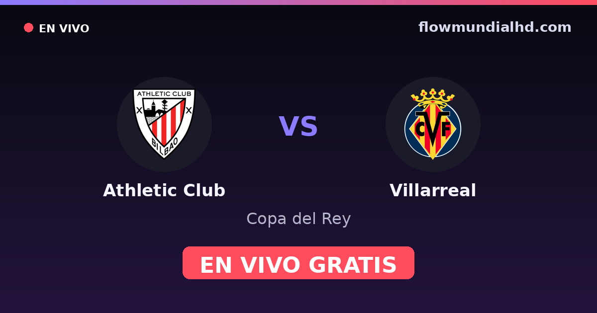Athletic Club vs Villarreal — Copa del Rey, La Liga · head-to-head and where to watch live free on FlowMundial HD