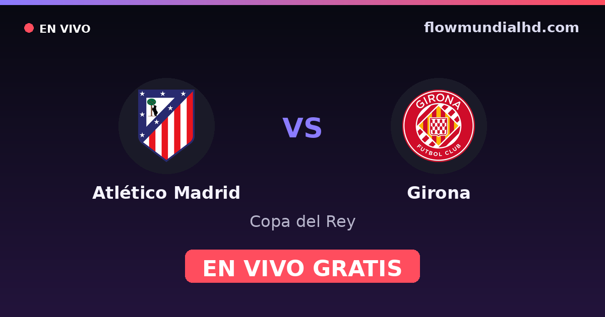 Atlético Madrid vs Girona — Copa del Rey, La Liga · head-to-head and where to watch live free on FlowMundial HD