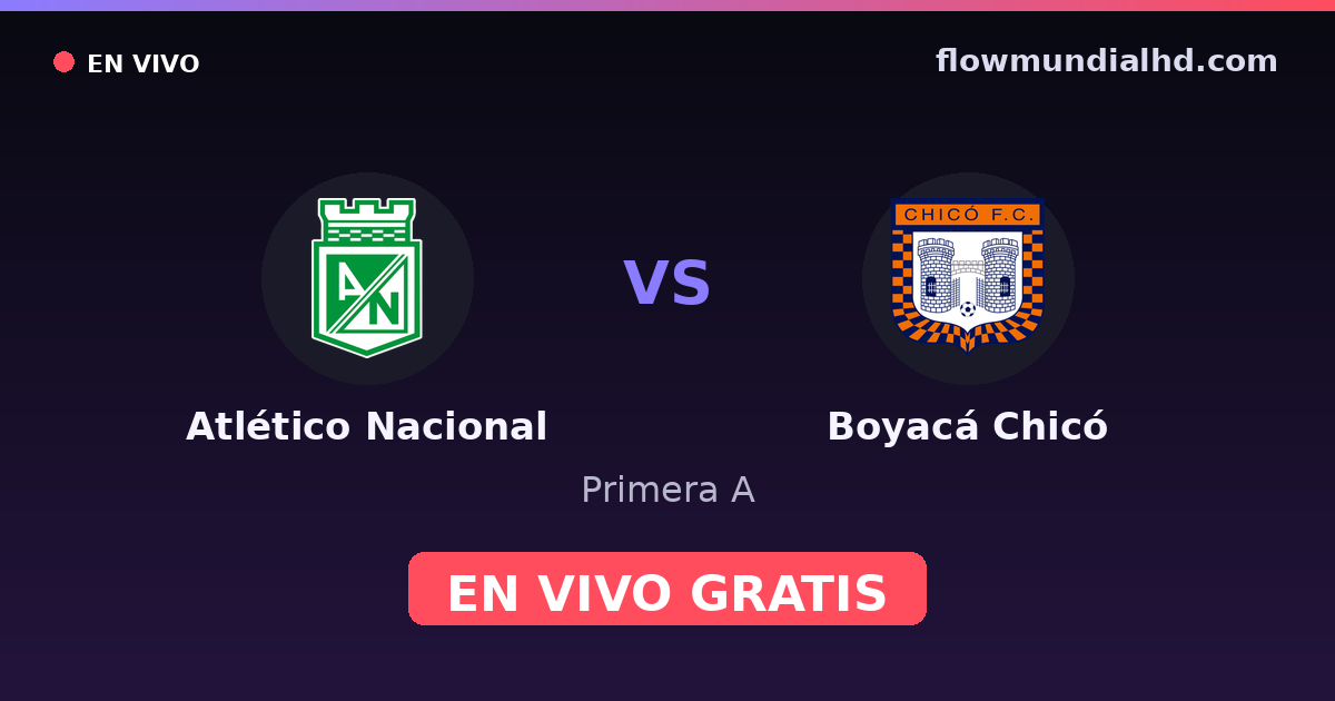 Atlético Nacional vs Boyacá Chicó — Primera A · historial y dónde ver en vivo gratis en FlowMundial HD