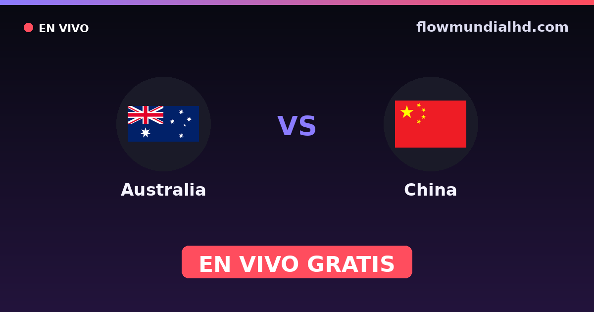 Australia vs China — Eliminatorias asiaticas al Mundial · historial y dónde ver en vivo gratis en FlowMundial HD