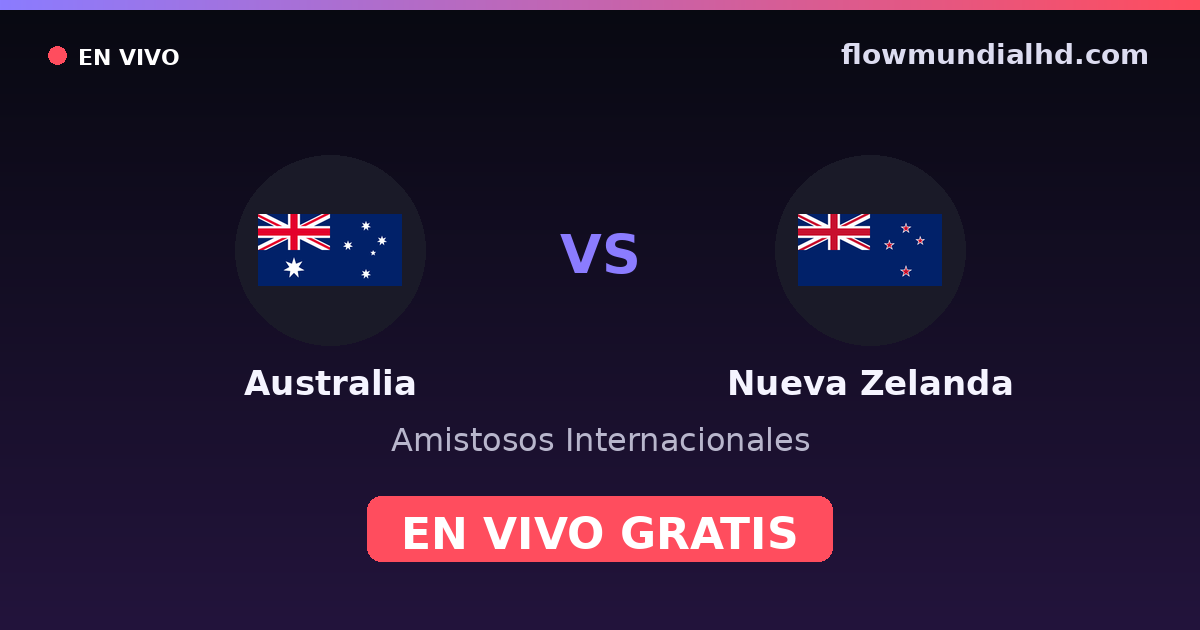 Austrália vs Nova Zelândia — Amistosos Internacionais · histórico e onde assistir ao vivo grátis na FlowMundial HD