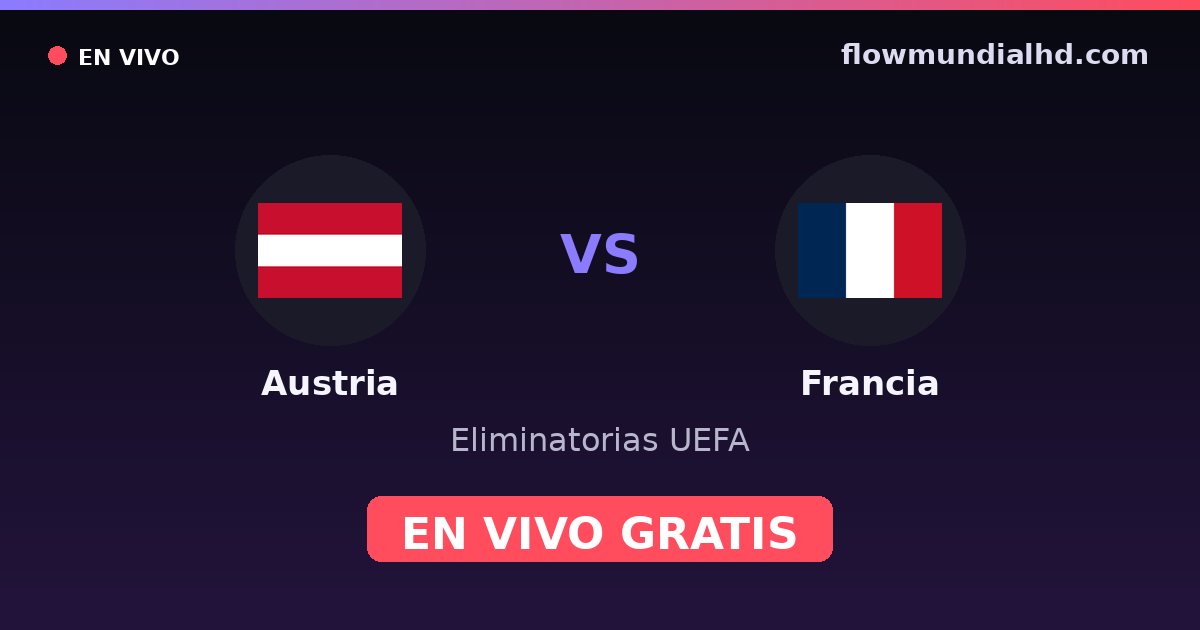 Austria vs Francia — Eliminatorias UEFA, Eurocopa · historial y dónde ver en vivo gratis en FlowMundial HD