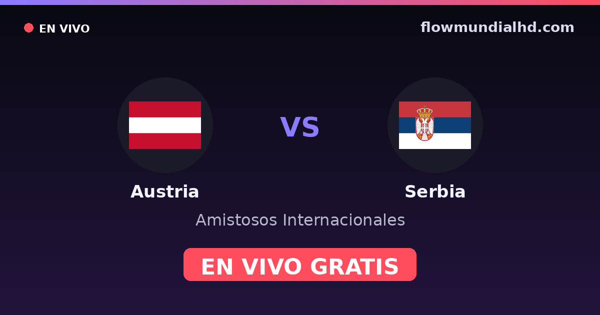 Áustria vs Sérvia — Amistosos Internacionais, Eliminatorias UEFA · histórico e onde assistir ao vivo grátis na FlowMundial HD