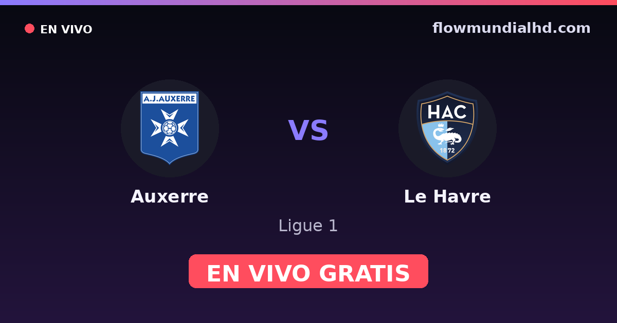 Auxerre vs Le Havre — Ligue 1 · historial y dónde ver en vivo gratis en FlowMundial HD