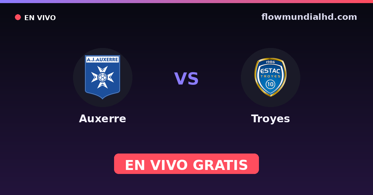 Auxerre vs Troyes — Amistosos de clubes, Ligue 2 · historial y dónde ver en vivo gratis en FlowMundial HD