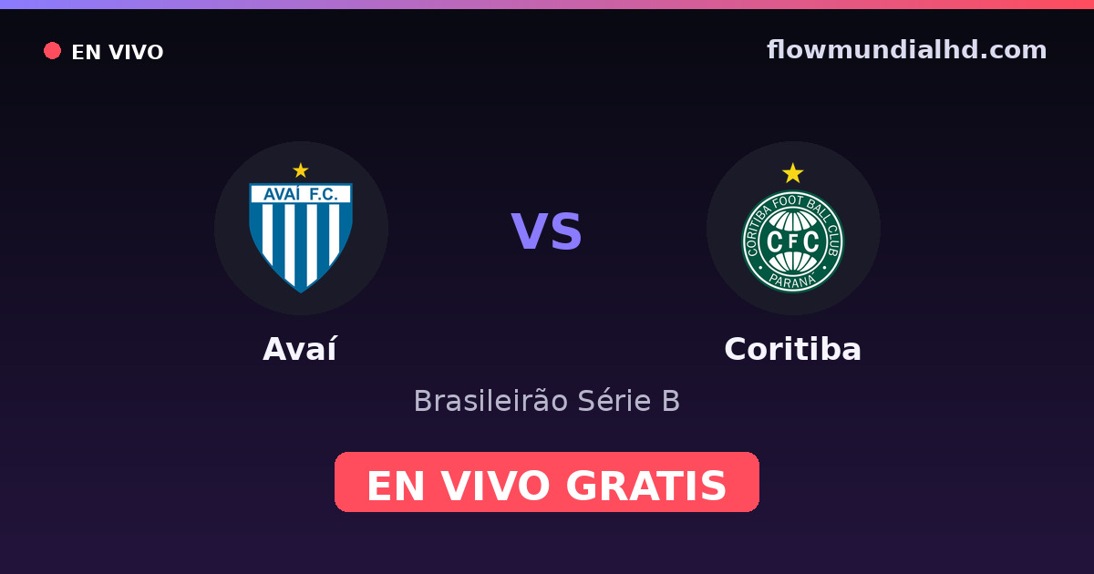 Avaí vs Coritiba — Brasileirão Série B · historial y dónde ver en vivo gratis en FlowMundial HD