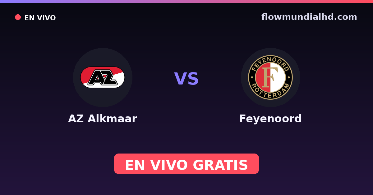 AZ Alkmaar vs Feyenoord — VriendenLoterij Eredivisie · historial y dónde ver en vivo gratis en FlowMundial HD