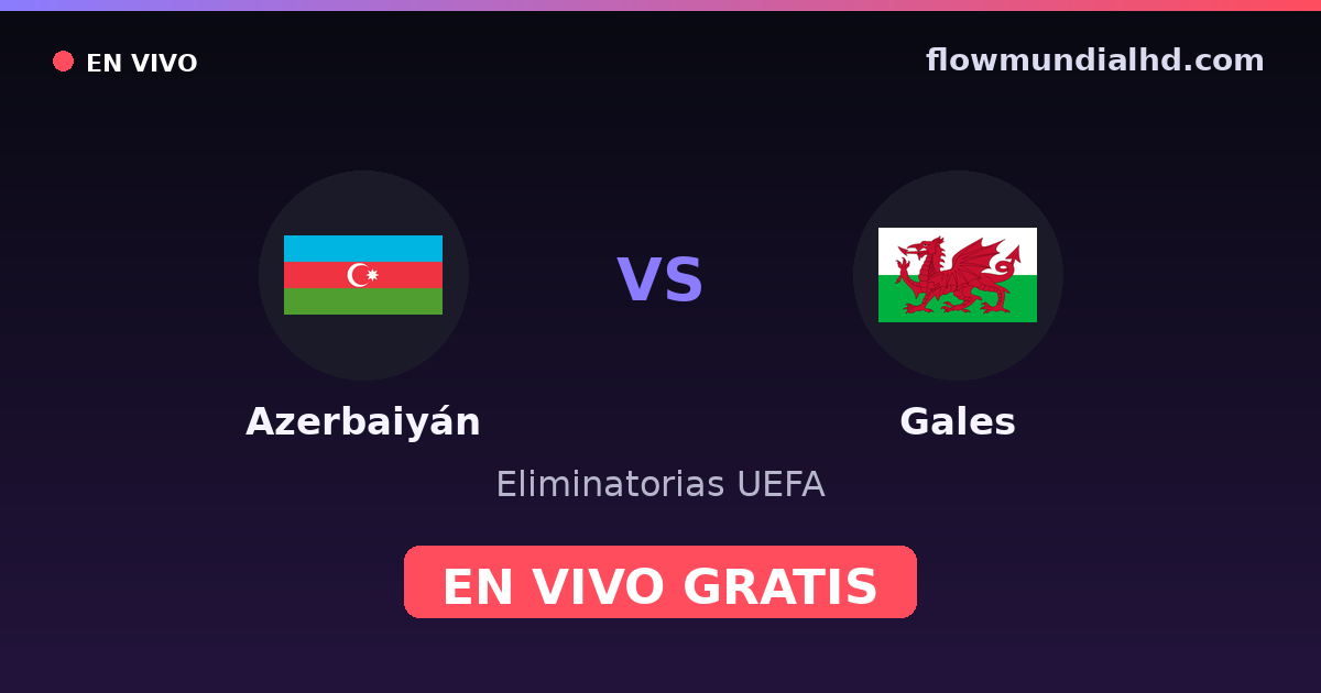 Azerbaijão vs País de Gales — Eliminatorias UEFA · histórico e onde assistir ao vivo grátis na FlowMundial HD