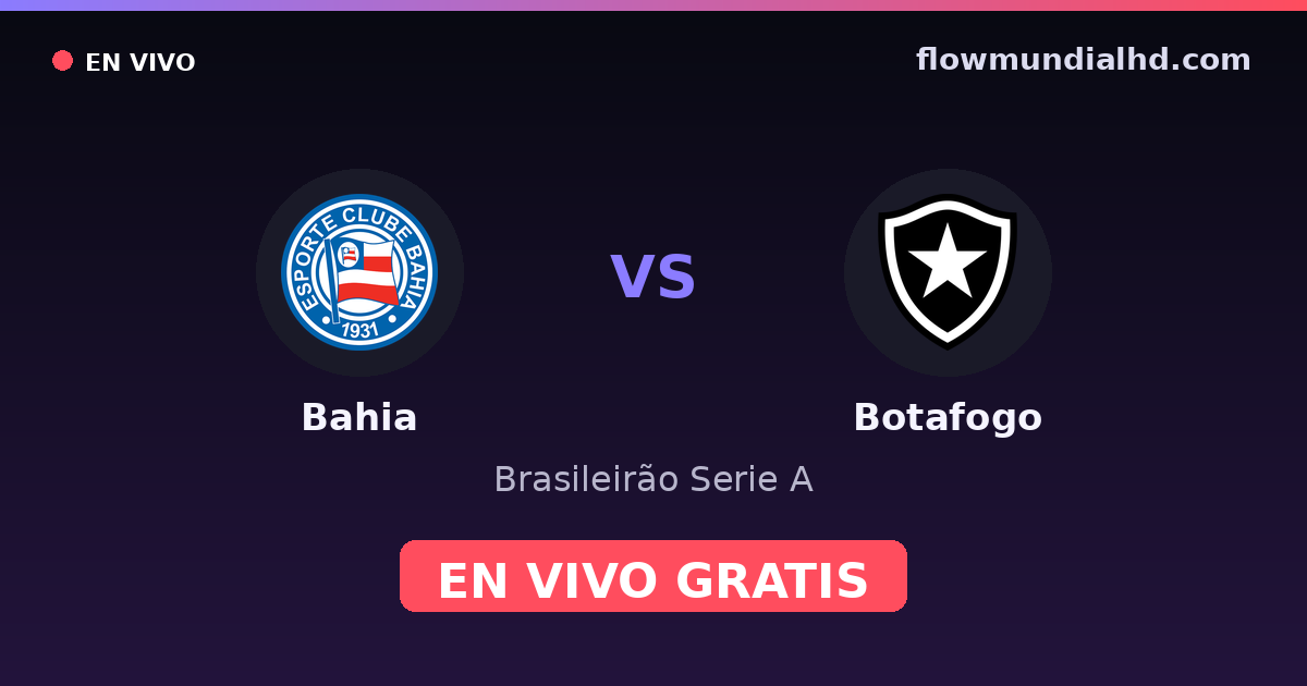 Bahia vs Botafogo — Brasileirão Serie A, Brasileirão Série B · head-to-head and where to watch live free on FlowMundial HD
