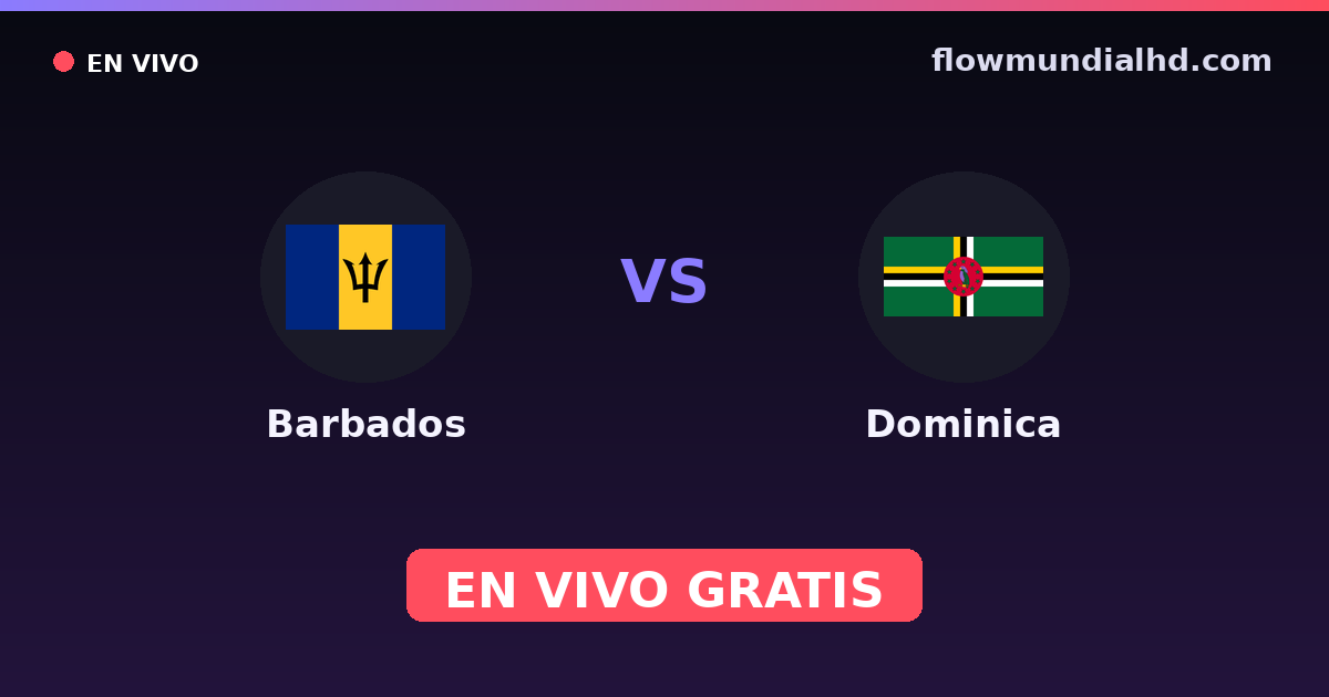 Barbados vs Dominica — Eliminatorias CONCACAF al Mundial, Amistosos Internacionales · historial y dónde ver en vivo gratis en FlowMundial HD