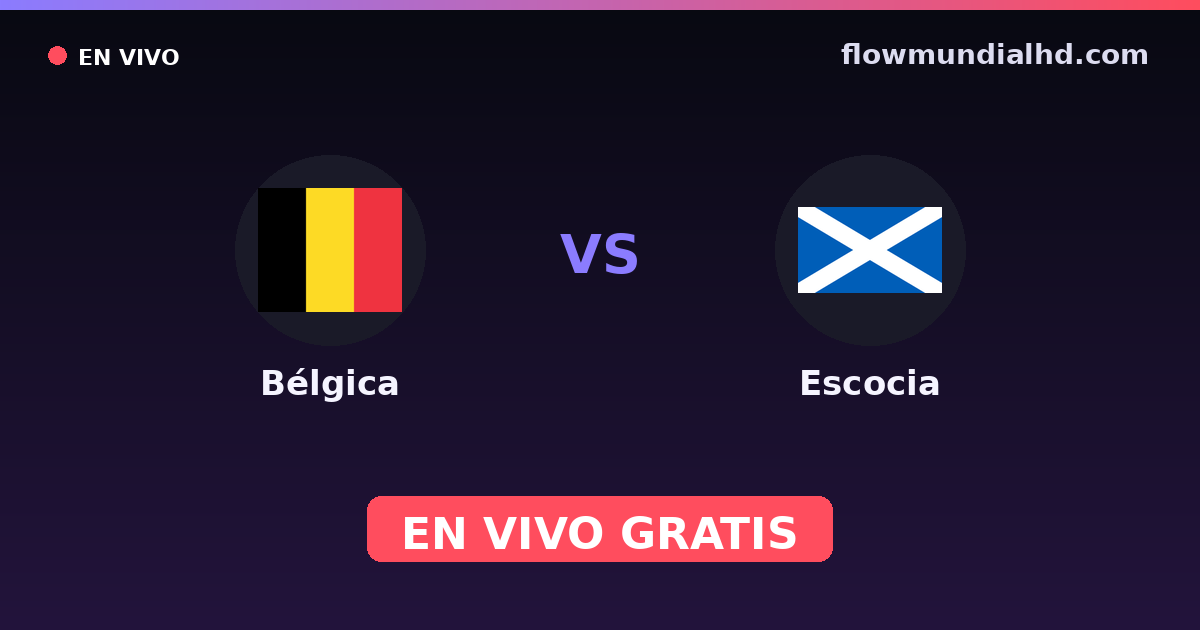 Bélgica vs Escocia — Clasificacion Eurocopa, Amistosos Internacionales · historial y dónde ver en vivo gratis en FlowMundial HD