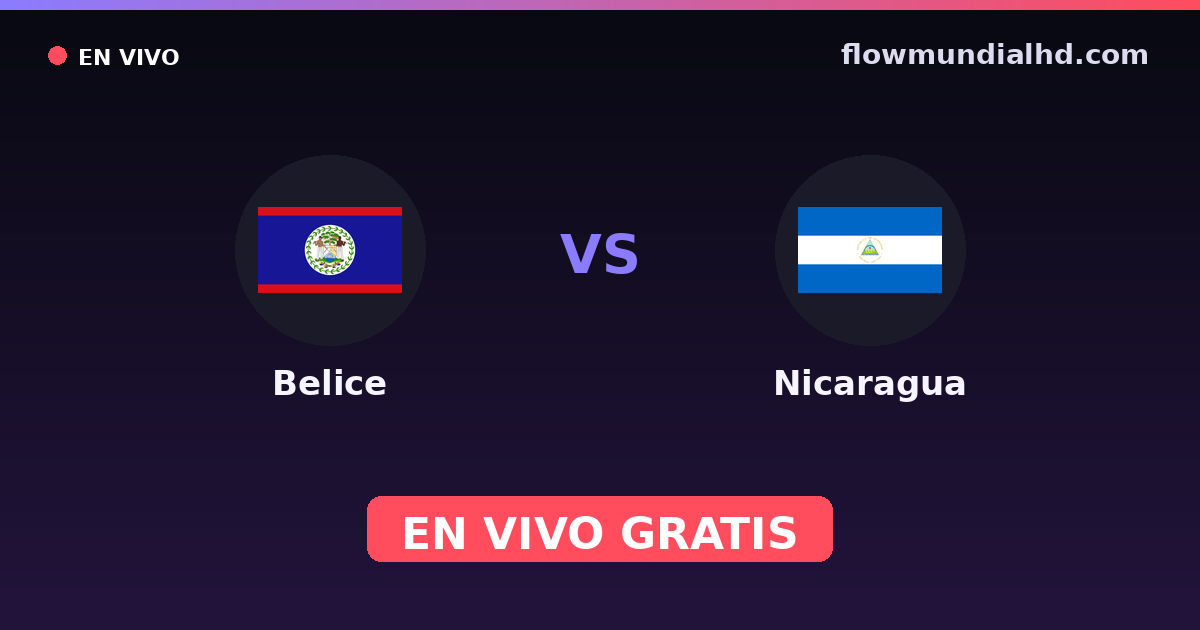 Belice vs Nicaragua — Copa Centroamericana, Eliminatorias CONCACAF al Mundial · historial y dónde ver en vivo gratis en FlowMundial HD