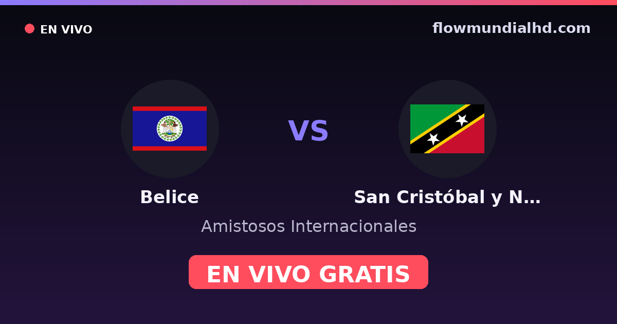 Belice vs San Cristóbal y Nieves — Amistosos Internacionales, CONCACAF Nations League · historial y dónde ver en vivo gratis en FlowMundial HD
