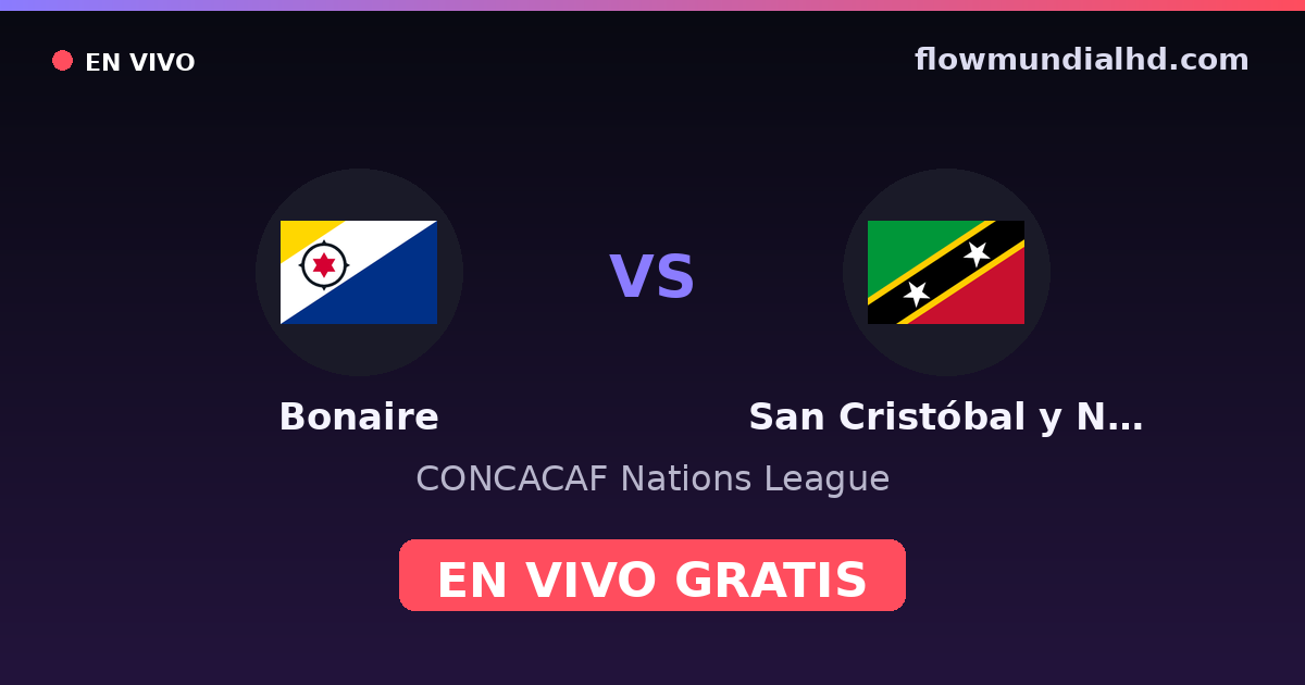 Bonaire vs San Cristóbal y Nieves — CONCACAF Nations League · Bilanz und wo man live und kostenlos zusehen kann auf FlowMundial HD