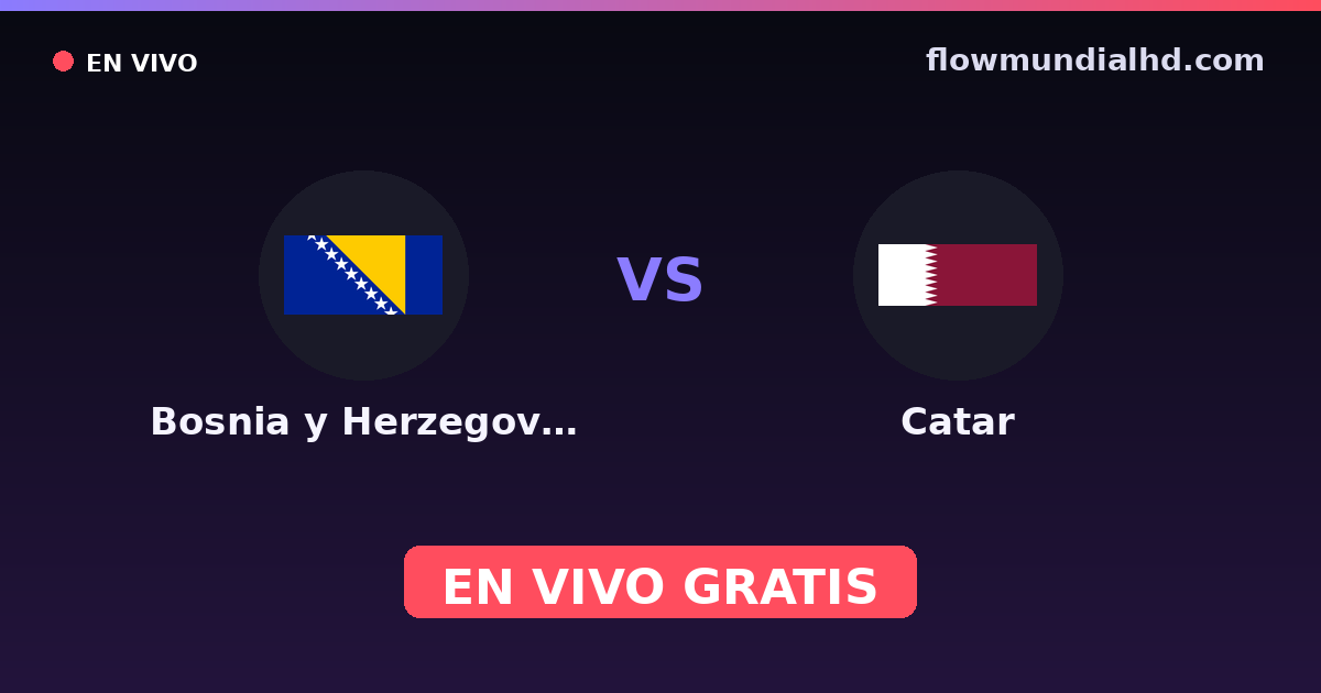 Bosnia y Herzegovina vs Catar — Mundial · head-to-head and where to watch live free on FlowMundial HD
