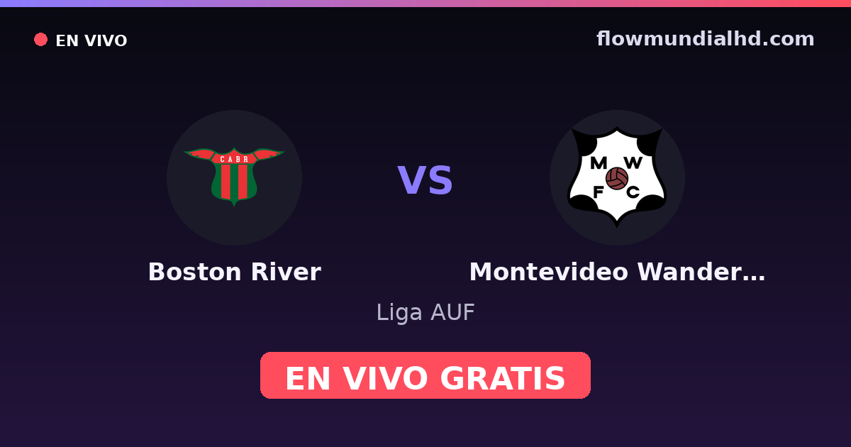Boston River vs Montevideo Wanderers — Liga AUF · historial y dónde ver en vivo gratis en FlowMundial HD