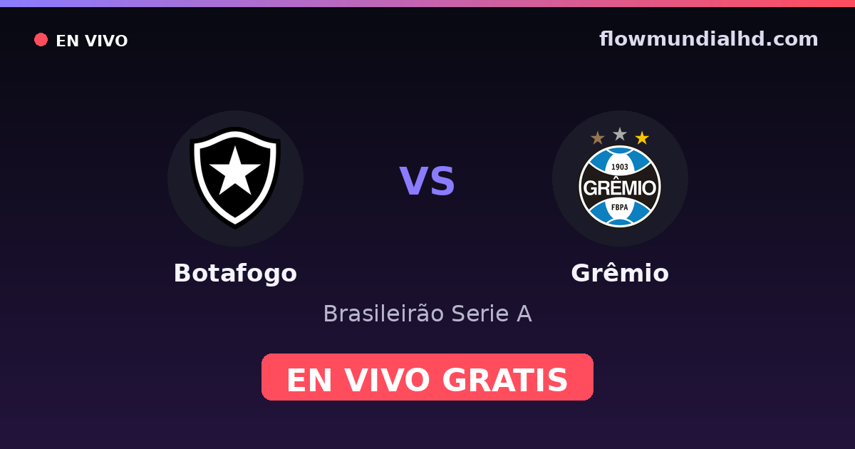 Botafogo vs Grêmio — Brasileirão Serie A, Copa Libertadores · head-to-head and where to watch live free on FlowMundial HD