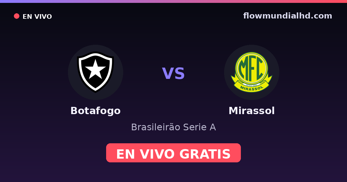 Botafogo vs Mirassol — Brasileirão Serie A · head-to-head and where to watch live free on FlowMundial HD