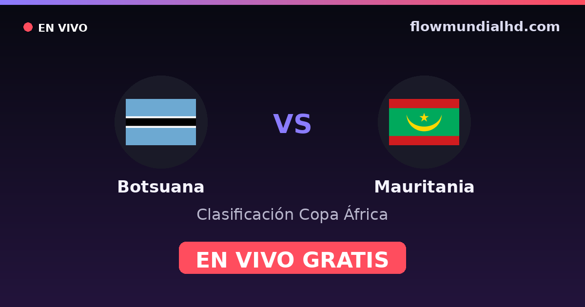 Botsuana vs Mauritânia — Eliminatorias da Copa Africana · histórico e onde assistir ao vivo grátis na FlowMundial HD